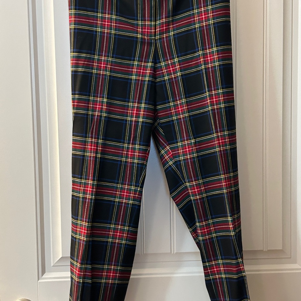 Plaid Trousers with Red and Yellow Accents